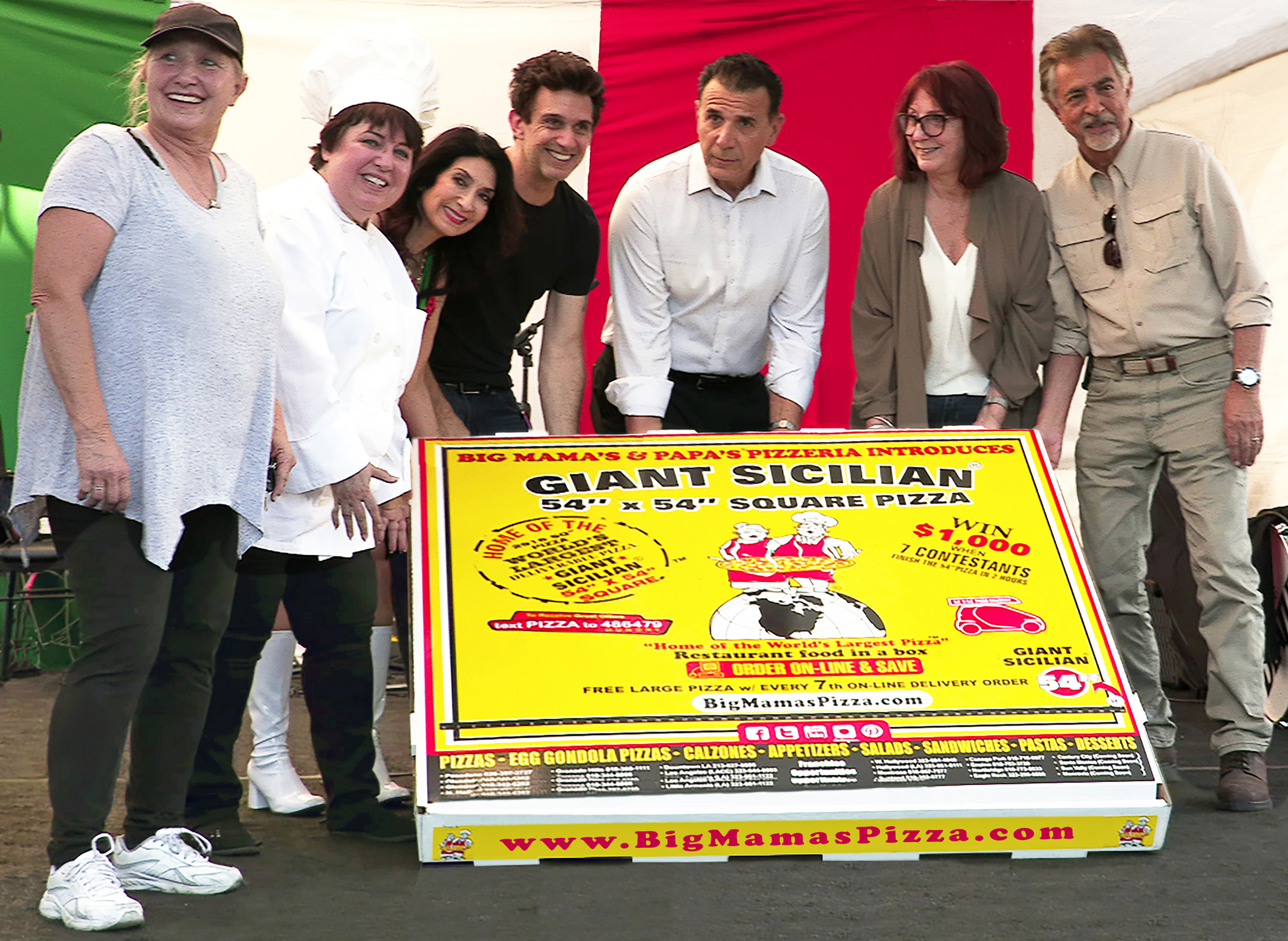 A Giant Thank You To Big Mama’s And Papa’s Pizzeria For Their 4 1/2′ X 4 1/2′ 200 Slice Giant Sicilian Pizza! Thanks Also To Edward Bullard For Getting It Over To LA Family Housing!